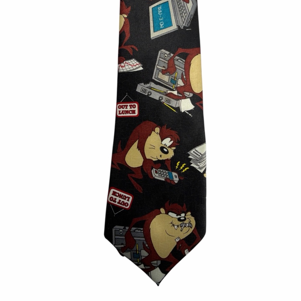 Vintage 1999 Looney Tunes Mania Tie : Taz Office Work Graphic Print